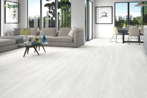 Sàn nhựa giả gỗ màu trắng phù hợp với nhiều không gian khác nhau