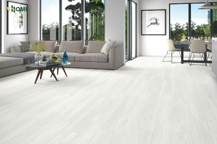 Sàn nhựa giả gỗ màu trắng phù hợp với nhiều không gian khác nhau