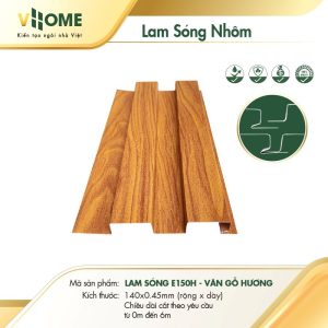 Lam sóng nhôm E150H vân gỗ hương